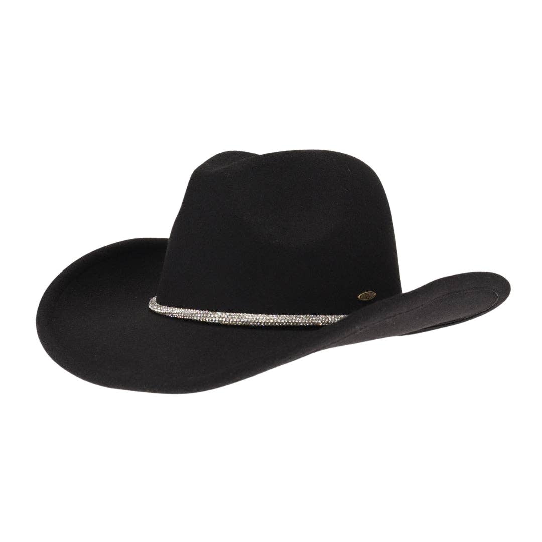 Reno Vegan Fabric Cowboy Hat: Black