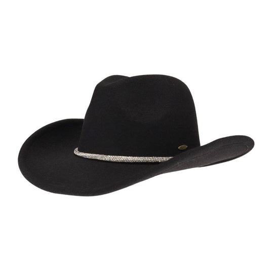 Reno Vegan Fabric Cowboy Hat: Black