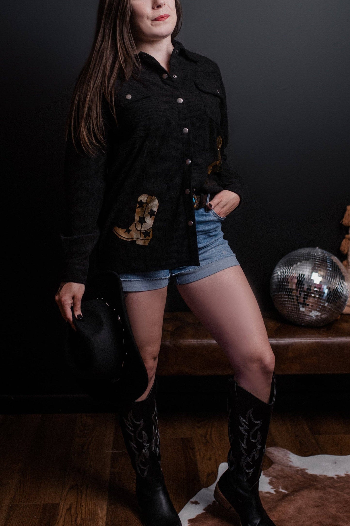Golden Boots Shacket: Black