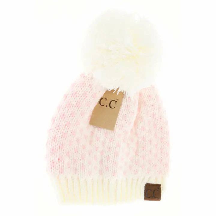 Heart Knit Pom Beanies