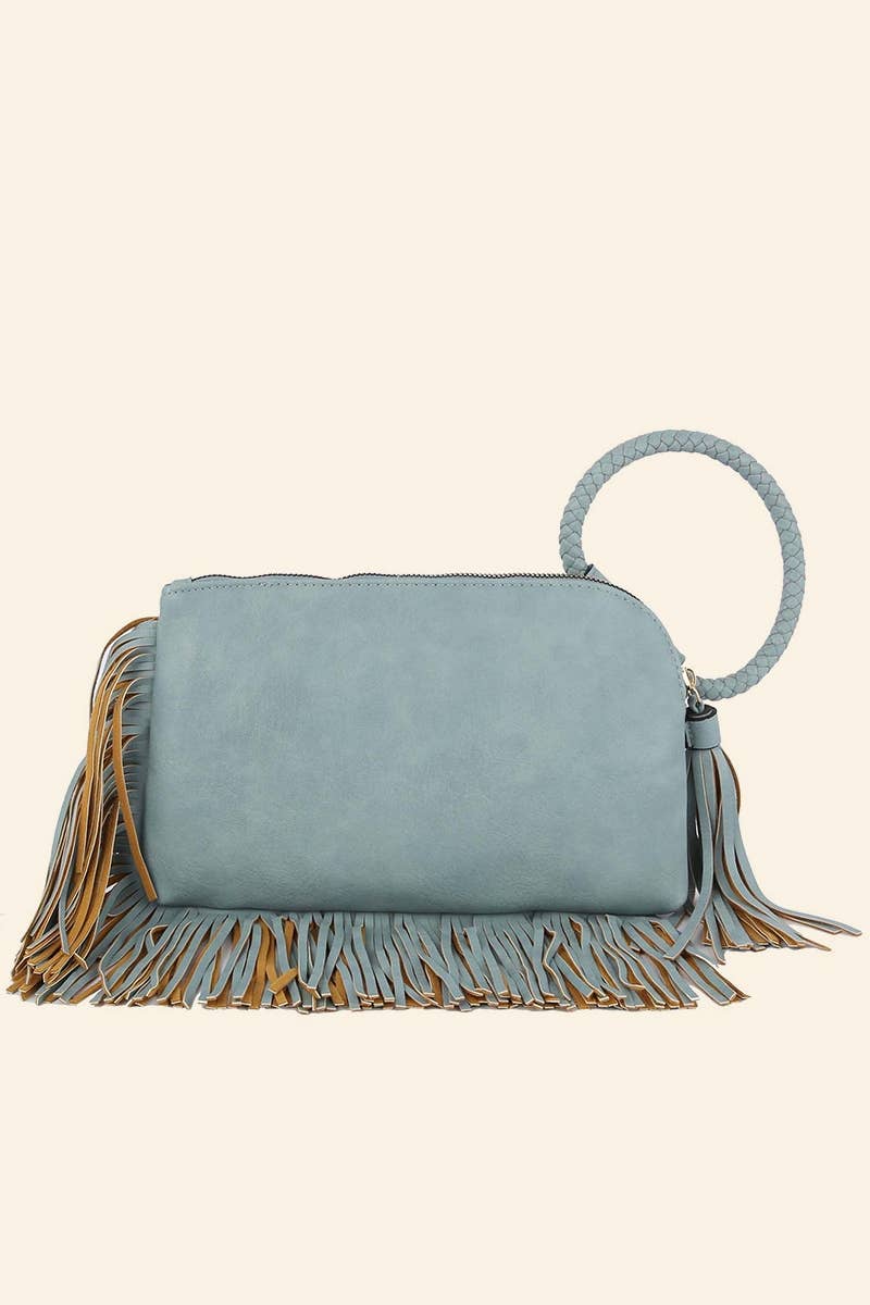 Fringe Cuff Clutch Tassel Wristlet Clutch Bag: TP