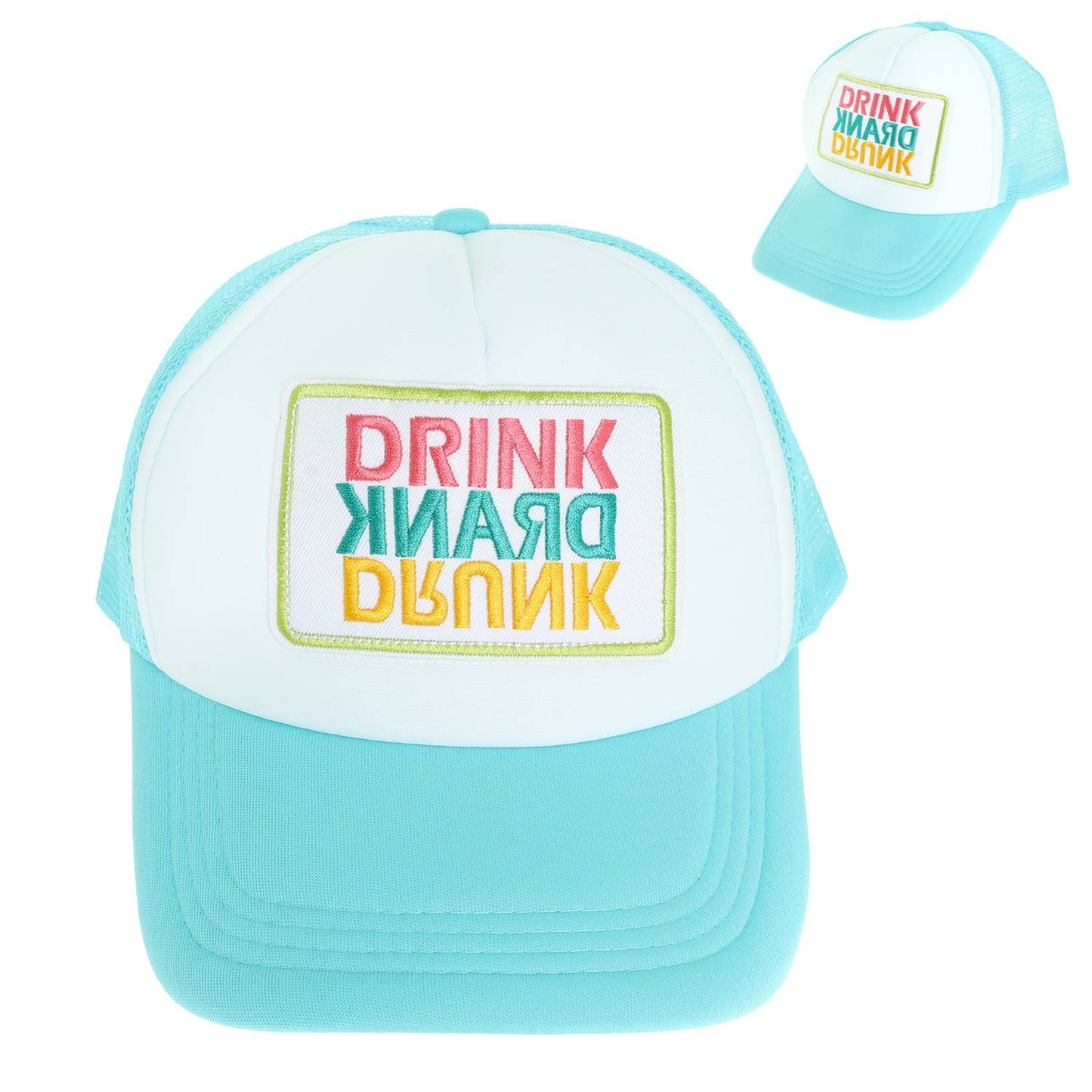 Drink Drank Drunk Mesh Backing Baseball Cap : Blue