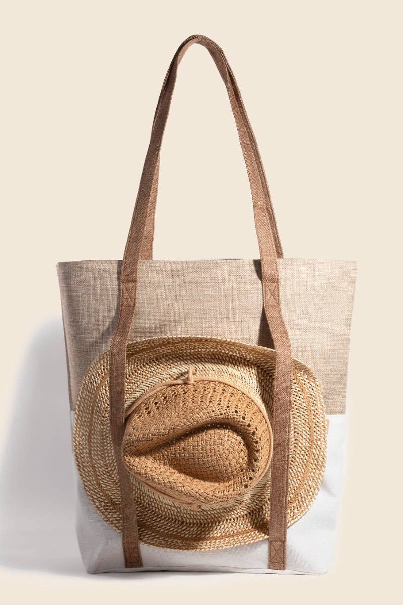 Large Two Tone Hat Carrier Canvas Tote Bag