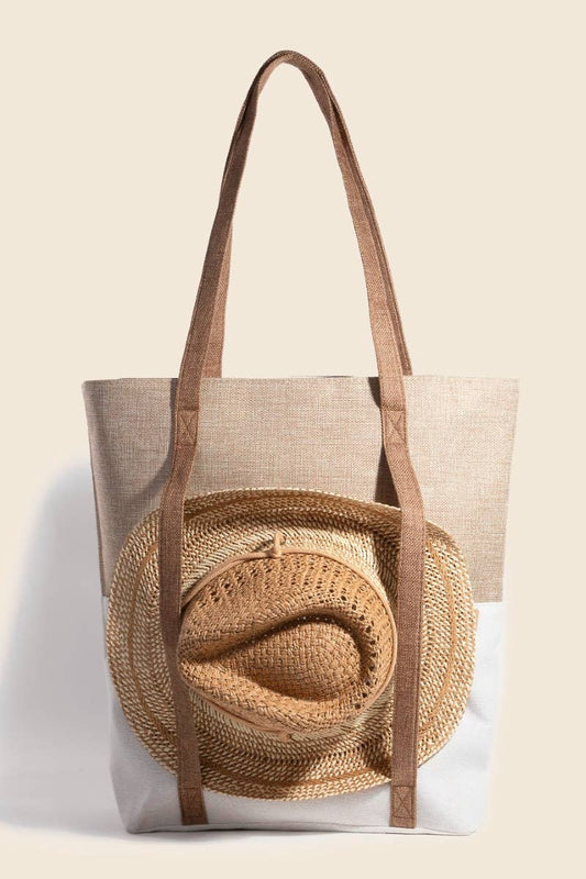 Large Two Tone Hat Carrier Canvas Tote Bag